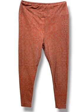 One Size LulaRoe Leggings Burgundy Gray Pattern‎ Soft Womens